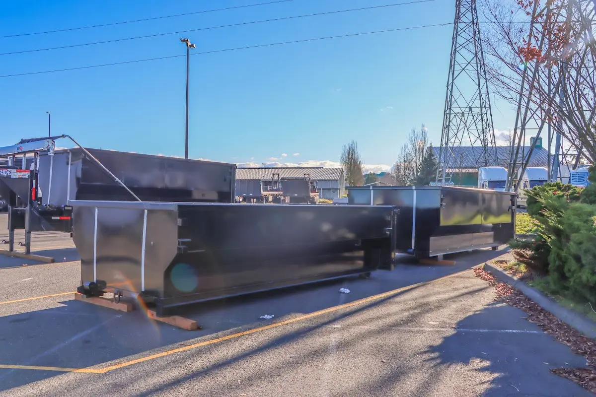 Roll-off dumpster ready for waste disposal at job site for 6 Yard Dumpster Rental in New Hartford